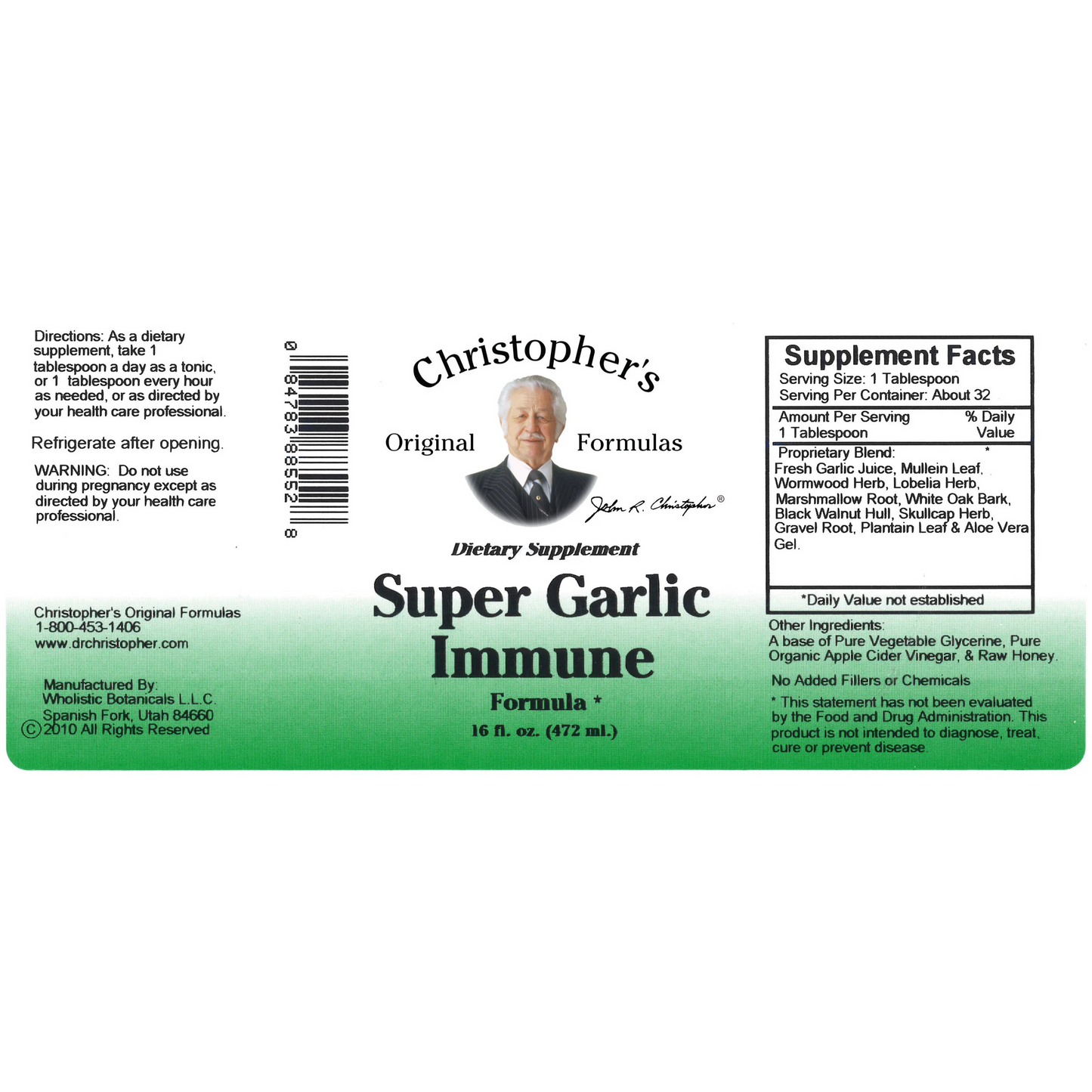 Super Garlic Immune Formula Syrup - Dr. Christopher's Original Formulas