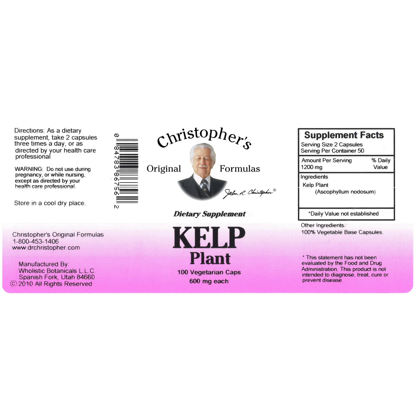 Kelp Plant Capsule (100 Capsules) - Dr. Christopher Original Formulas