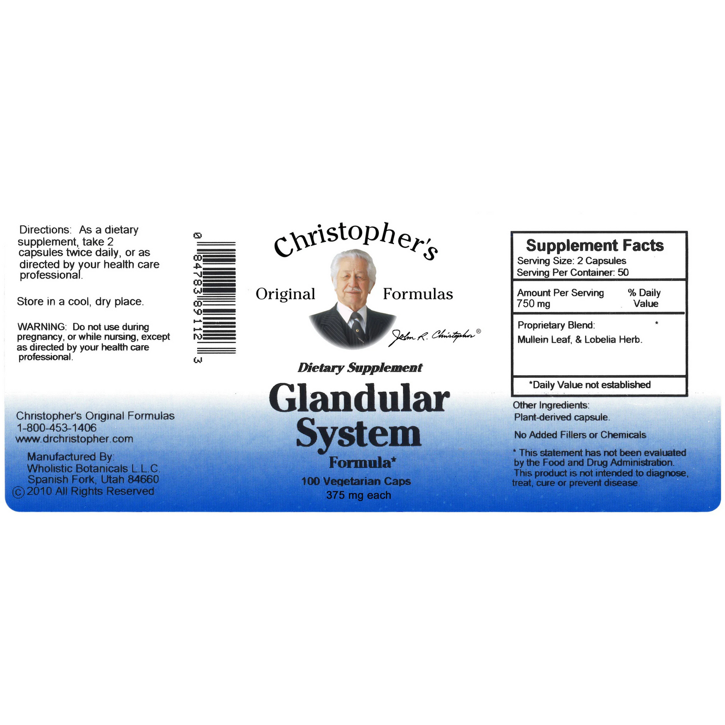 Glandular System Capsule (100 Capsules) - Dr. Christopher's Original Formulas