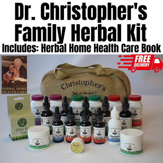 Dr. Christopher’s Family Herbal Kit full set with herbal products and carrying case and Herbal Home Health Care book