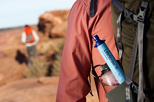 LifeStraw Personal Water Filter for Hiking, Camping, Travel, and Emergency Preparedness, 3 Pack, Blue